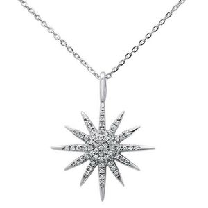 .12ct 14kt white gold diamond trendy starburst